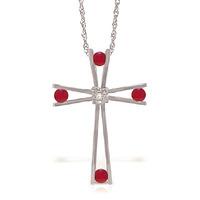 Ruby and Diamond Cross Pendant Necklace 0.5ctw in 9ct White Gold