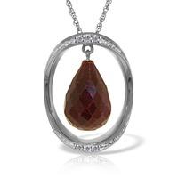 Ruby and Diamond Pendant Necklace 13.5ct in 9ct White Gold