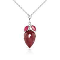 Ruby Briolette Pendant Necklace 13.5ctw in 9ct White Gold