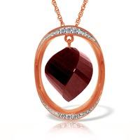 Ruby and Diamond Pendant Necklace 15.25ct in 9ct Rose Gold