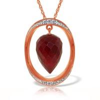 Ruby and Diamond Pendant Necklace 13.0ct in 9ct Rose Gold