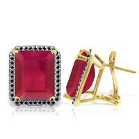 Ruby and Diamond Stud French Clip Halo Earrings 14.5ctw in 9ct Gold