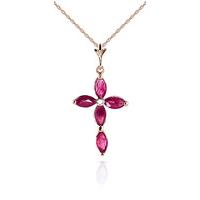 Ruby and Diamond Vatican Cross Pendant Necklace 1.08ctw in 9ct Rose Gold