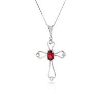 ruby and diamond venetian cross pendant necklace 045ct in 9ct white go ...