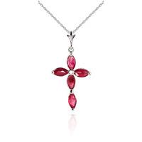 ruby and diamond vatican cross pendant necklace 108ctw in 9ct white go ...