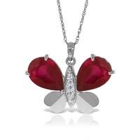 Ruby and Diamond Butterfly Pendant Necklace 10.5ctw in 9ct White Gold