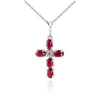 Ruby and Diamond Rio Cross Pendant Necklace 1.73ctw in 9ct White Gold