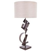RV Astley Scroll Dark Antique Brass Table Lamp with Shade