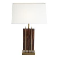 rv astley parcent wood and brass table lamp