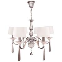 RV Astley 6 Arm Nickel and Black Crystal Chandelier with Opal Shade