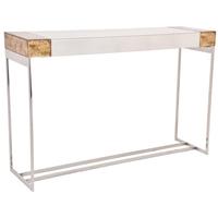 RV Astley Capel Printed Glass And Ss Frame Console Table