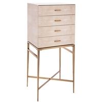 RV Astley Esta Biscuit Shagreen Bedside Cabinet - 4 Drawer