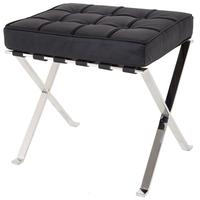 RV Astley H50cm Black Leather Cushion Sienna Stool