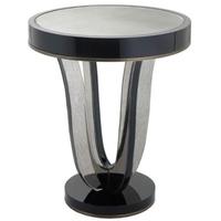 RV Astley Termon Gloss Black and Antique Mirrored Side Table