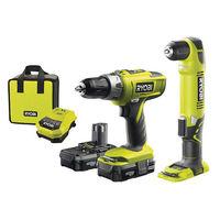 Ryobi One+ Ryobi One+ 18V Combi And Angle Drill With 2x Lithium Batteries And Fast Charger