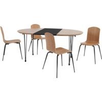 Ryland Extending Dining Table and 4 chairs Set, Oak and Black