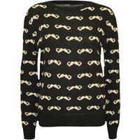 Rylie Moustache Knitted Jumper - Black