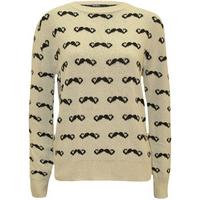 Rylie Moustache Knitted Jumper - Stone