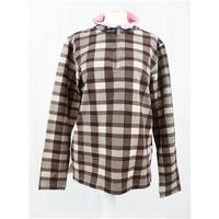Rydale - Size: L - Brown and Beige Check Sweatshirt