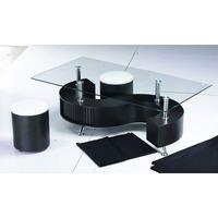 S Shape Glass Top Wenge Coffee Table With Storage