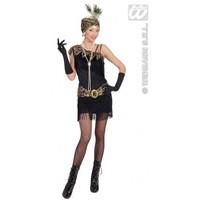 S Black Ladies Womens 1920s Flapper Costume Outfit for Moll Fancy Dress Female UK 8-10 Black