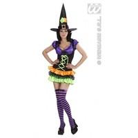 S Ladies Womens Glam Witch Costume Outfit for Halloween Fancy Dress Female UK 8-10