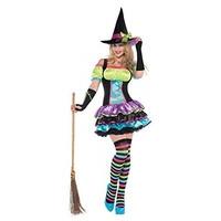 s ladies womens pop neon witch costume for halloween fancy dress outfi ...