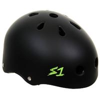 S1 Lifer Multi Impact Helmet- Matt Black/Green Straps