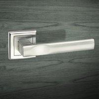 S24-S-SC Kansas Status Lever Handle on Square Rose - Satin Chrome