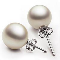 S925 Fine Silver Pearl Beads Stud Earrings