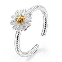 s925 fine silver daisy flower shape adjustable ring fine jewelry