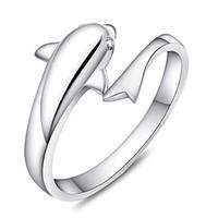 s925 fine silver dolphin shape adjustable ring fine jewelry