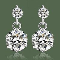 s925 fine silver aaa zircon drop earringsimitation diamond birthstone