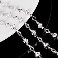 S925 Pure Stering Silver AAA Zircon Crystal Bracelet, Fine JewelryImitation Diamond Birthstone
