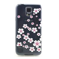 Samsung Galaxy S5 I9600 Compatible Pink Flowers with Diamante Design TPU Soft Back Cover Case