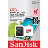 SanDisk 16GB Ultra 80MB/Sec microSDHC Card plus SD Adapter