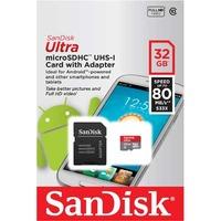 SanDisk 32GB Ultra 80MB/Sec microSDHC Card plus SD Adapter