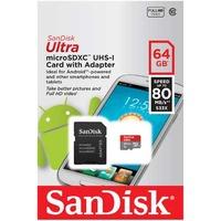 SanDisk 64GB Ultra 80MB/Sec microSDXC Card plus SD Adapter