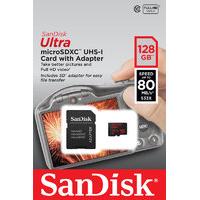 sandisk ultra 80 128gb microsdxc uhs1 memory card adapter