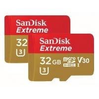 SanDisk Extreme Micro SDHC 90MB/s UHSI V30 Card 32GB TWINPACK