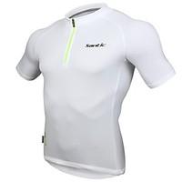 SANTIC Cycling Jersey Men\'s Short Sleeve Bike Jersey Tops Breathable Reflective Strips Polyester Solid Spring Summer Cycling/Bike White