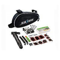 SAHOO 15 in 1 Cycling Bicycle Tools Bike Repair Kit Set with Pouch Pump Black