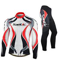 SANTIC Cycling Jersey with Tights Men\'s Long Sleeve Bike Jacket Tights Fleece Jackets Clothing SuitsThermal / Warm Windproof Anatomic