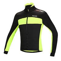 SANTIC Cycling Jacket Men\'s Bike Jacket Tops Thermal / Warm Windproof Anatomic Design Fleece Lining Reflective StripsCotton 100%