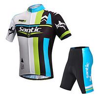 SANTIC Cycling Jersey with Shorts Men\'s Short Sleeve Bike Jersey Padded Shorts/Chamois Shorts Clothing SuitsUltraviolet Resistant