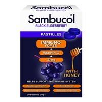 Sambucol Black Elderberry Extract Immuno Forte + Vitamin C + Zinc Pastilles 20 pastilles