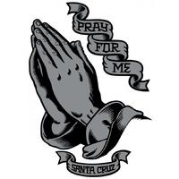 santa cruz praying hands 6 skateboard sticker blacksilver