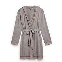 Saturday Hooded Lounge Robe - Gray With Red Stitching - Large / X-Large