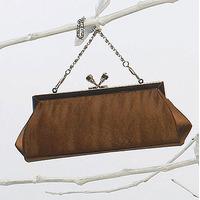 Satin Kiss Clasp Evening Bag - Espresso