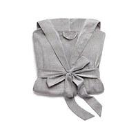 saturday hooded lounge robe gray with white stitching large x large